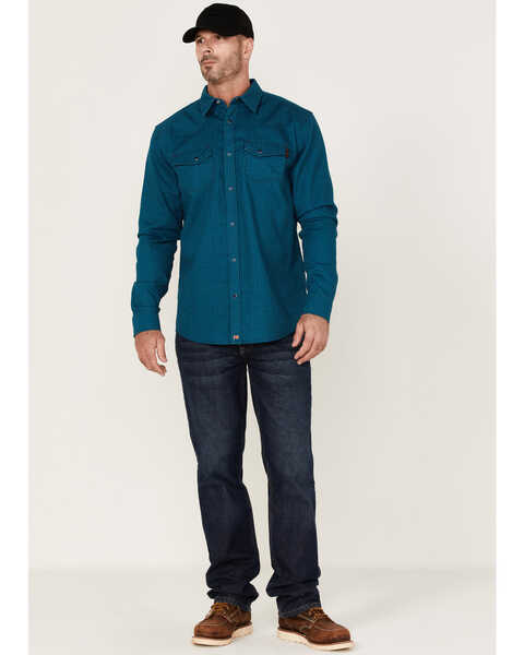Image #2 - Cody James Men's FR Geo Print Long Sleeve Snap Work Shirt - Tall, Blue, hi-res