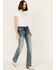 Image #3 - Grace in LA Women's Mid Rise Sequins Embroidered Pocket Bootcut Jeans , Dark Wash, hi-res