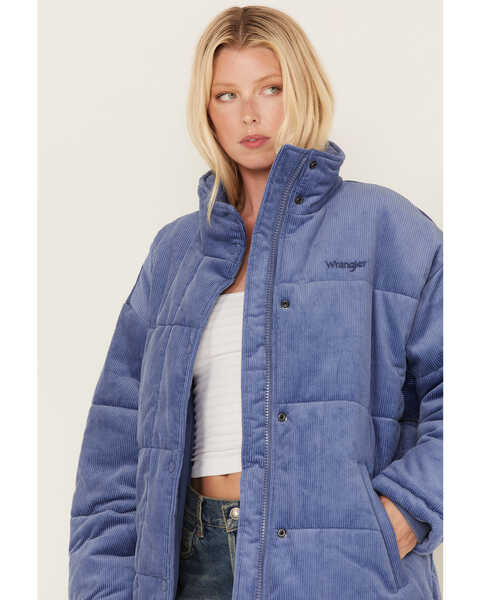 Image #2 - Wrangler Women's Corduroy Oversized Puffer Jacket, Blue, hi-res