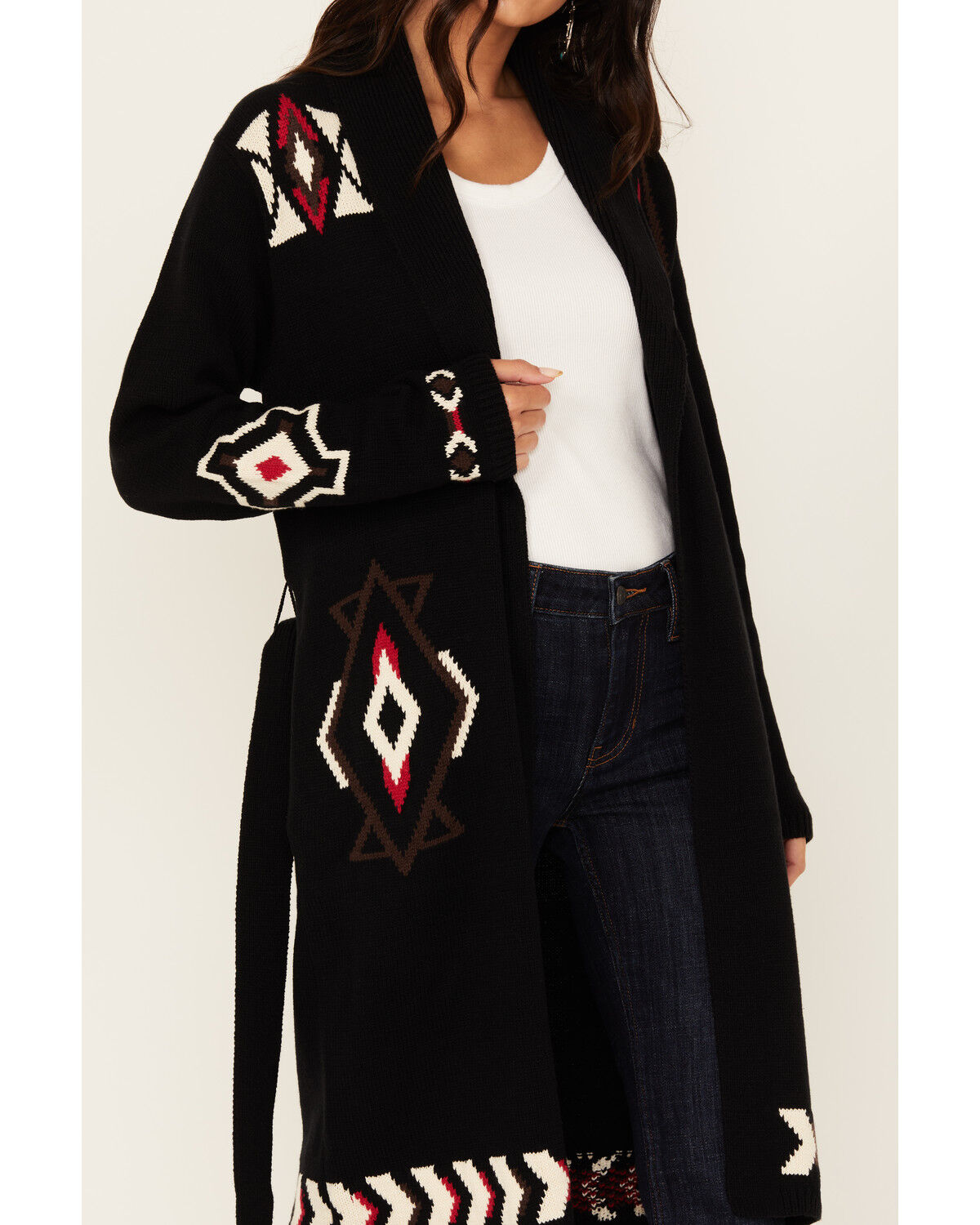 Image #3 - Idyllwind Women's Leopole Long Cardigan, Black, hi-res