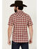 Image #4 - Moonshine Spirit&reg; Men's Legend Plaid Print Short Sleeve Snap Western Shirt, Burgundy, hi-res