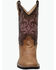 Image #4 - Old West Little Girls' Crackle Western Boots - Broad Square Toe, Tan, hi-res