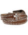 Image #2 - Blazin Roxx Scalloped Rhinestone Cross Croc Print Belt, Brown, hi-res