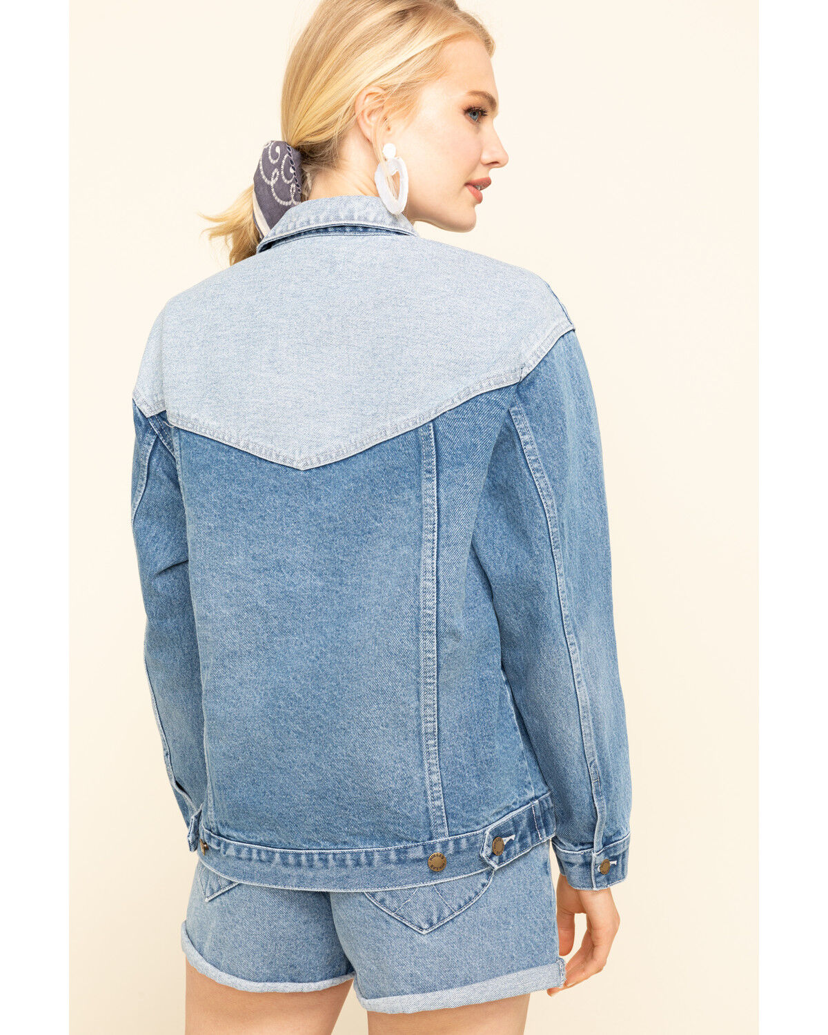Image #2 - Rolla's Women's Medium Contrast Back Yoke Denim Jacket, Blue, hi-res