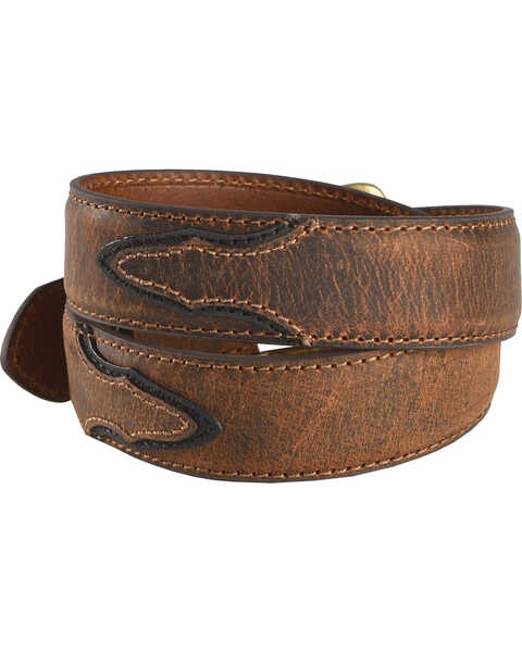 Image #2 - Cody James Boys' Two-Tone Leather Belt, Brown, hi-res