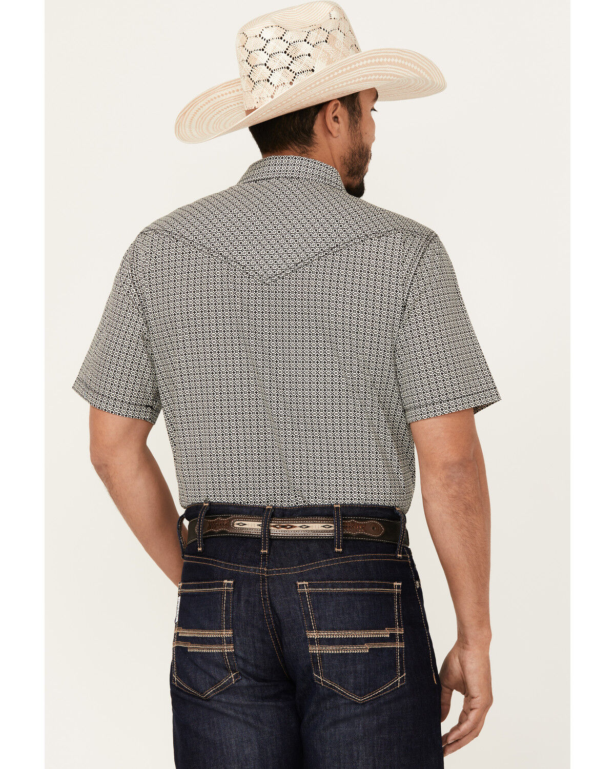Image #4 - Cody James Men's Pool Party Geo Print Short Sleeve Snap Western Shirt - Tall, Navy, hi-res
