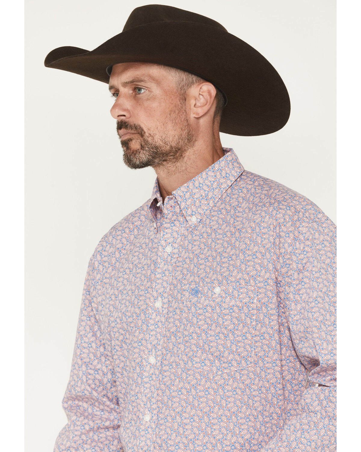 Image #2 - Wrangler Men's Paisley Print Long Sleeve Button-Down Stretch Western Shirt - Tall, Red, hi-res