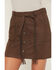 Image #2 - Shyanne Women's Taylor Distressed Faux Leather Belted Mini Skirt, Brown, hi-res