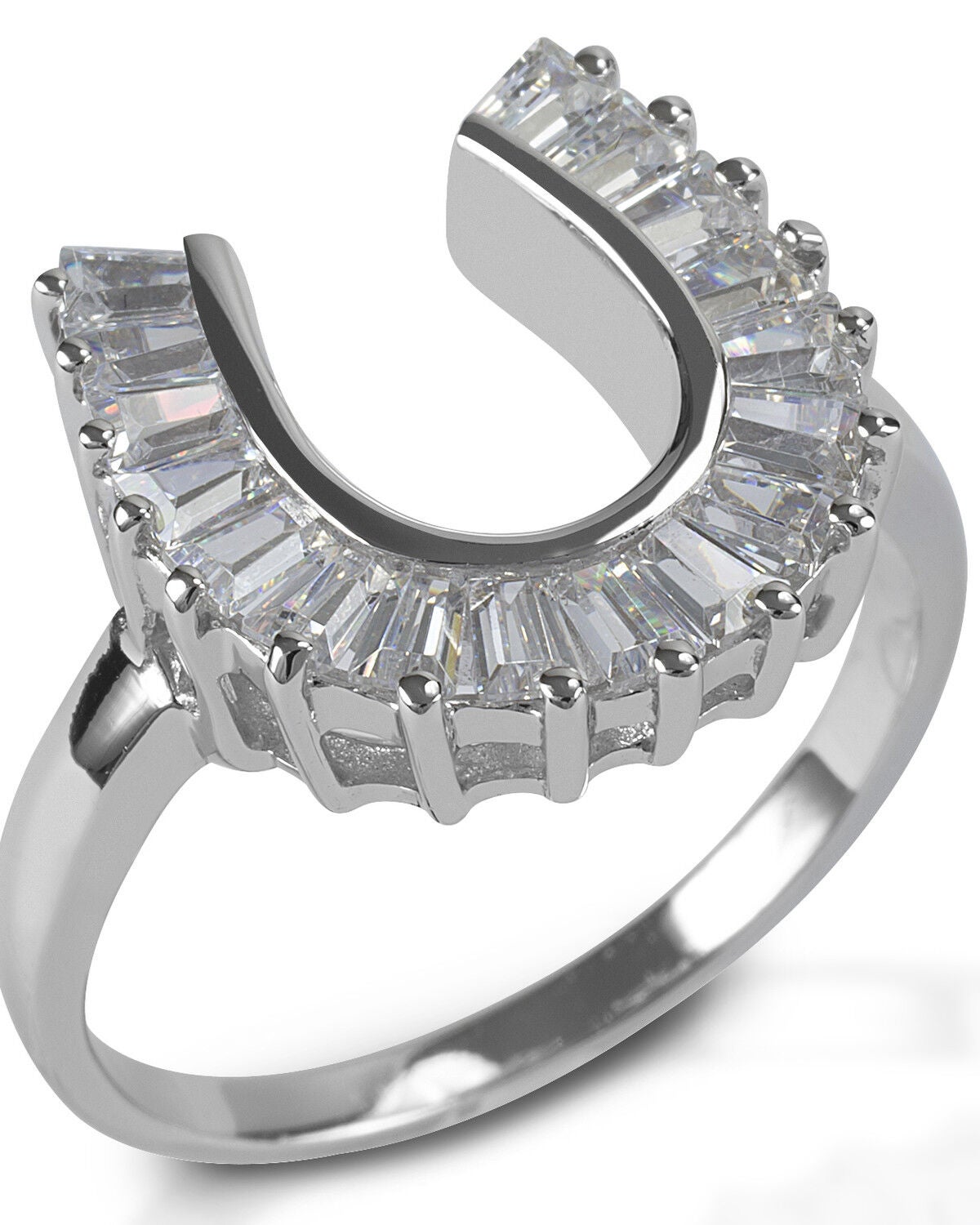 Kelly Herd Women's Baguette Horseshoe Ring, Silver, hi-res