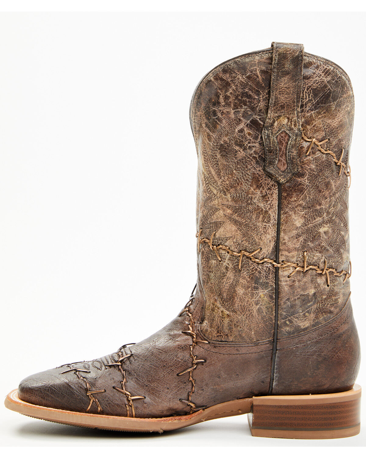 Image #3 - Corral Men's Exotic Ostrich Barbed Wire Western Boots - Broad Square Toe, Brown, hi-res