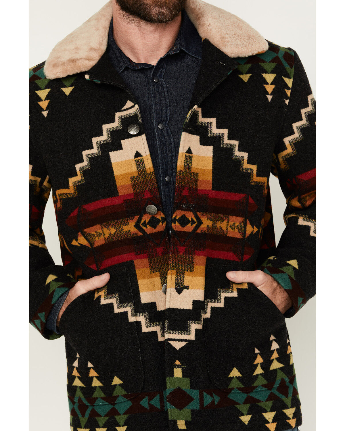 Image #3 - Pendleton Men's Brownsville Multicolored Print Coat, Black, hi-res