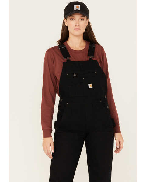 Image #2 - Carhartt Women's Relaxed Fit Washed Duck Insulated Bib Overalls, Black, hi-res