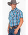 Image #3 - Rock & Roll Denim Men's Crinkle Plaid Print Snap Short Sleeve Western Shirt , Blue, hi-res