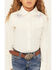 Image #3 - Shyanne Girls' Embroidered Long Sleeve Pearl Snap Stretch Western Fringe Shirt , Ivory, hi-res