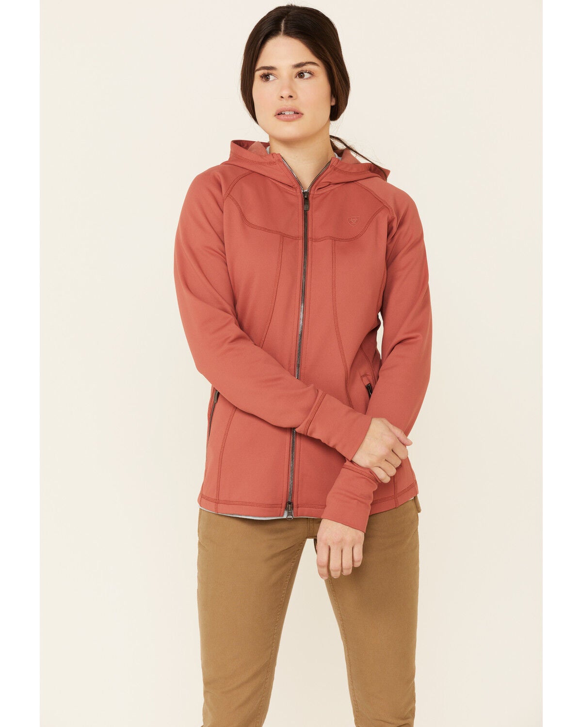 Ariat Women's Marsala Attain Thermal Zip-Front Hoodie, Burgundy, hi-res