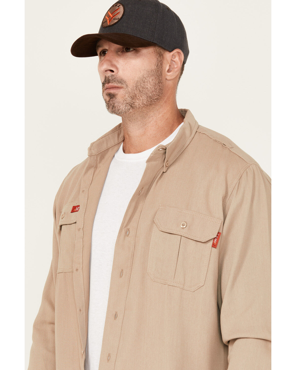 Image #2 - Lapco Men's FR Modern Uniform Long Sleeve Button-Down Work Shirt, Khaki, hi-res