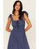 Image #2 - Trixxi Women's Smocked Waist Midi Dress, Blue, hi-res