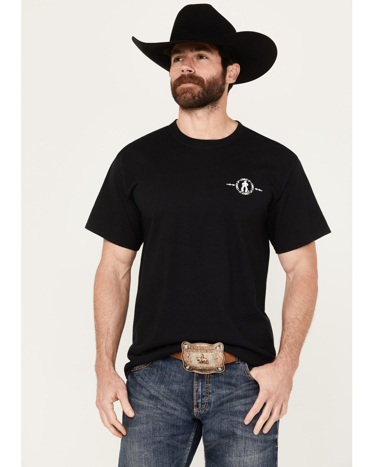 Image #3 - Cowboy Up Men's Live & Die by the Saddle Short Sleeve Graphic T-Shirt, Black, hi-res