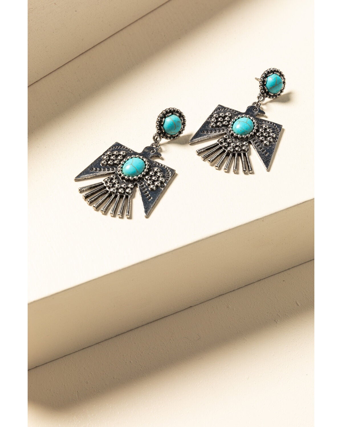 Idyllwind Women's Turquoise Beaded Thunderbird Earrings, Silver, hi-res
