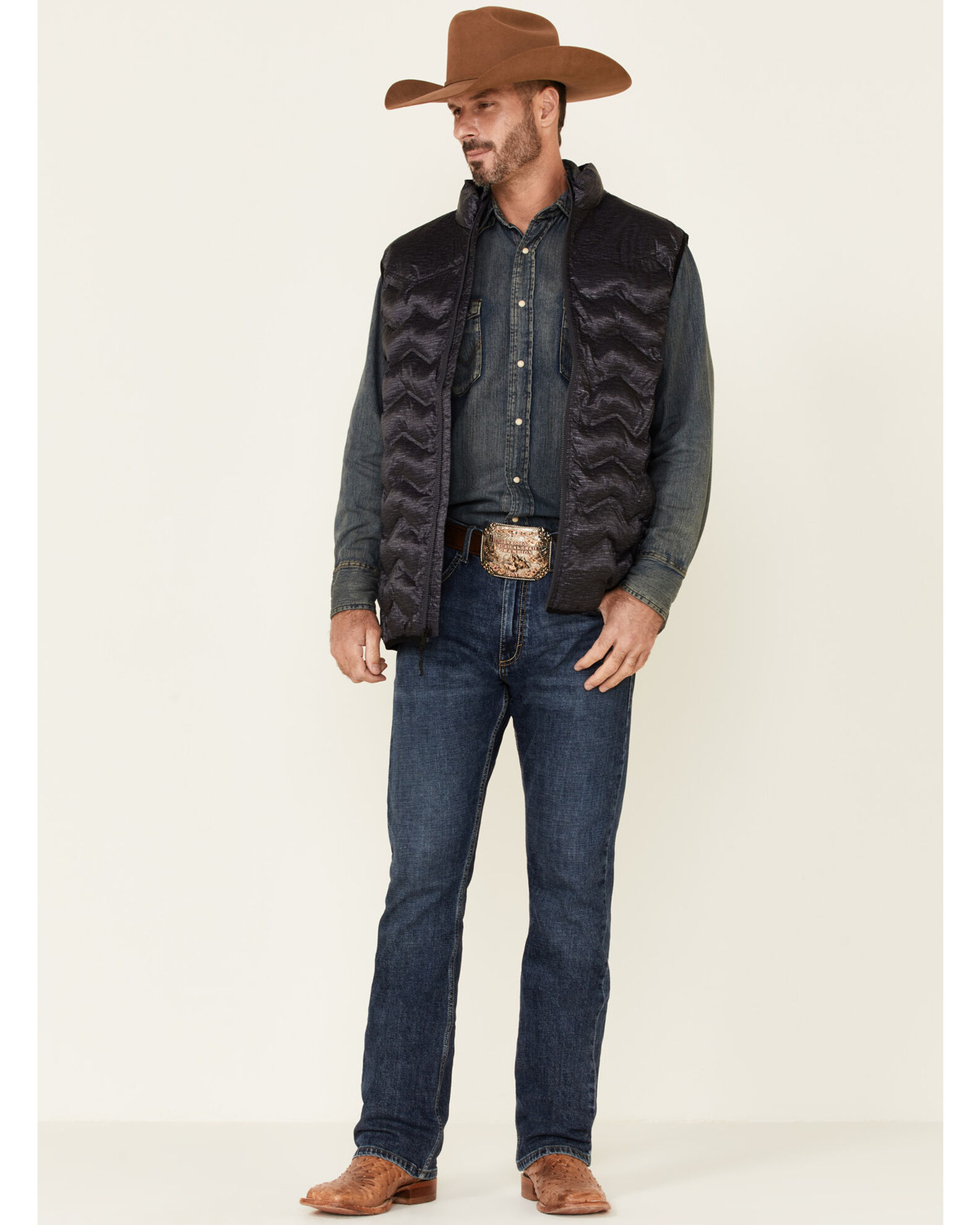 Image #2 - Cody James Core Men's Heather Charcoal Midnight Heat Sealed Zip-Front Puffer Vest, Charcoal, hi-res