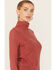 Image #2 - Miss Me Women's Lightweight Layering Turtleneck Top, Red, hi-res