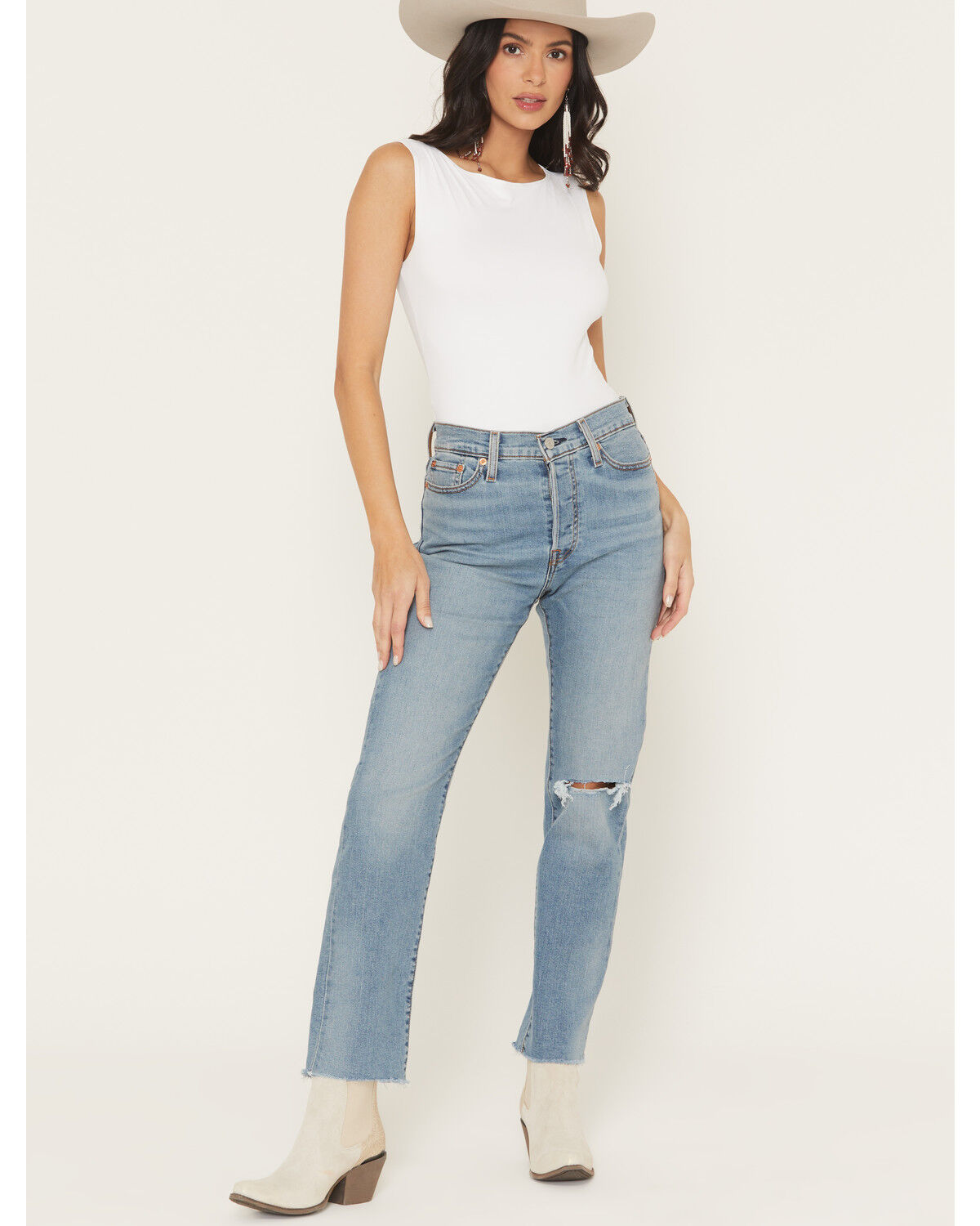 Image #1 - Levi's Women's Night Shift Light Wash High Rise Wedgie Straight Stretch Denim Jeans, Light Wash, hi-res