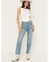 Image #1 - Levi's Women's Night Shift Light Wash High Rise Wedgie Straight Stretch Denim Jeans, Light Wash, hi-res