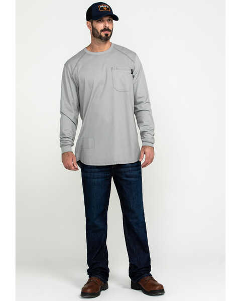 Image #6 - Hawx Men's FR Pocket Long Sleeve Work T-Shirt - Big , Silver, hi-res