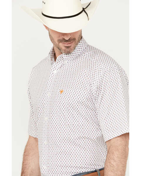 Image #2 - Ariat Men's Mayson Geo Print Classic Fit Short Sleeve Button Down Western Shirt, White, hi-res
