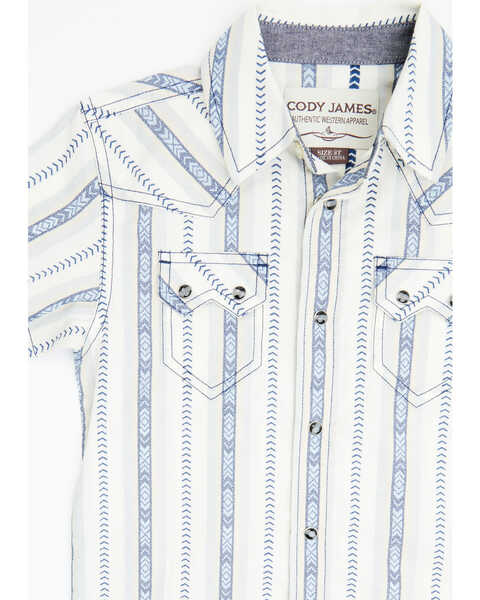 Image #2 - Cody James Toddler Boys' Southwestern Dobby Striped Short Sleeve Snap Western Shirt , Ivory, hi-res