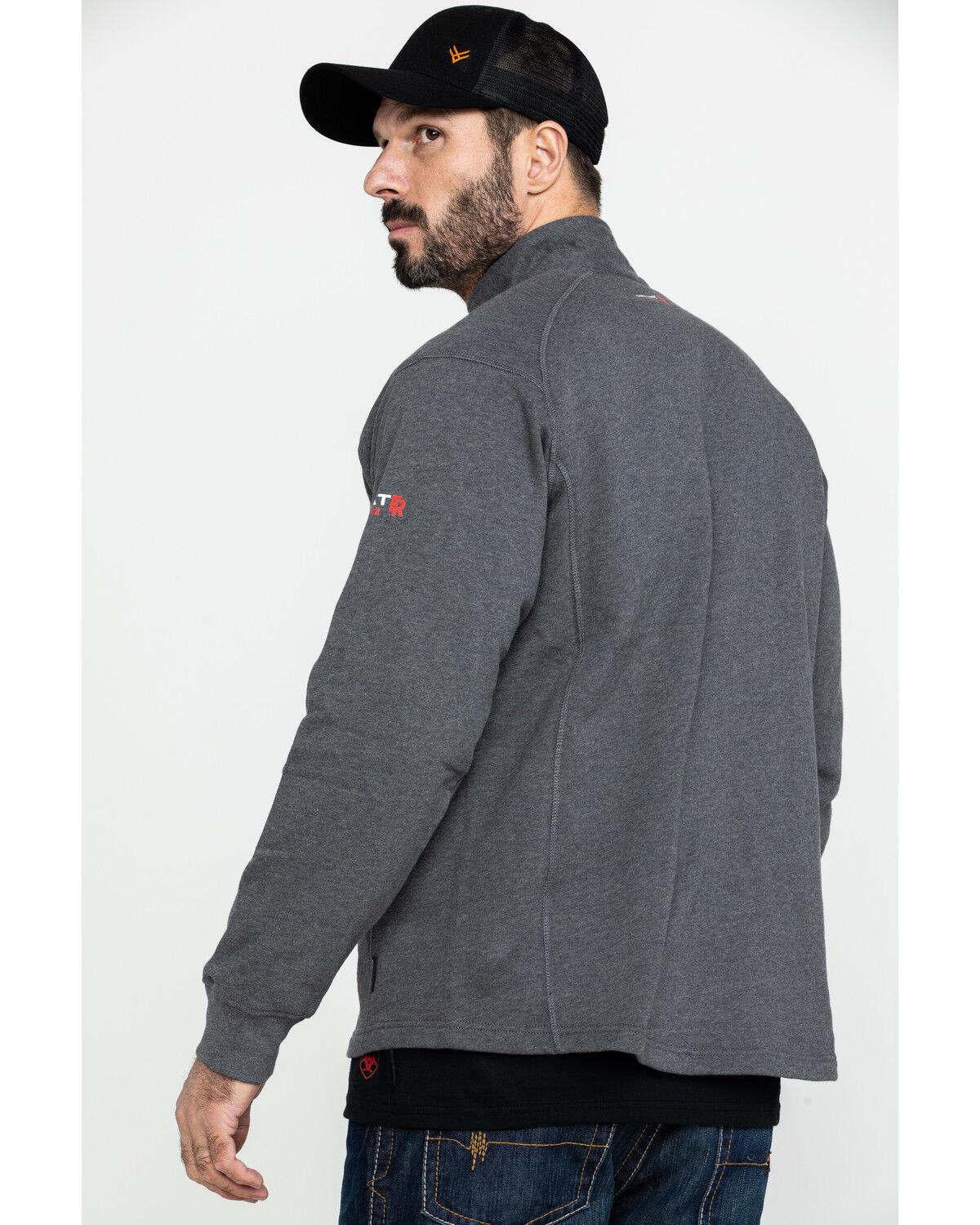 Image #2 - Ariat Men's FR Rev 1/4 Zip Work Shirt, Charcoal, hi-res