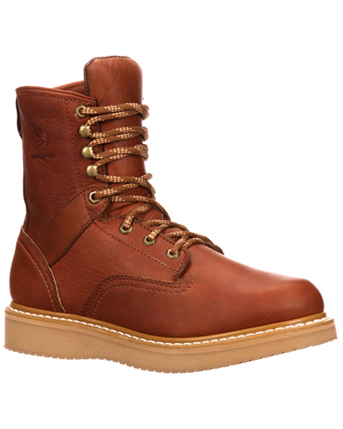 Georgia Boot Men's 8" Barracuda Gold Wedge Work Boots - Soft Toe, Brown, hi-res