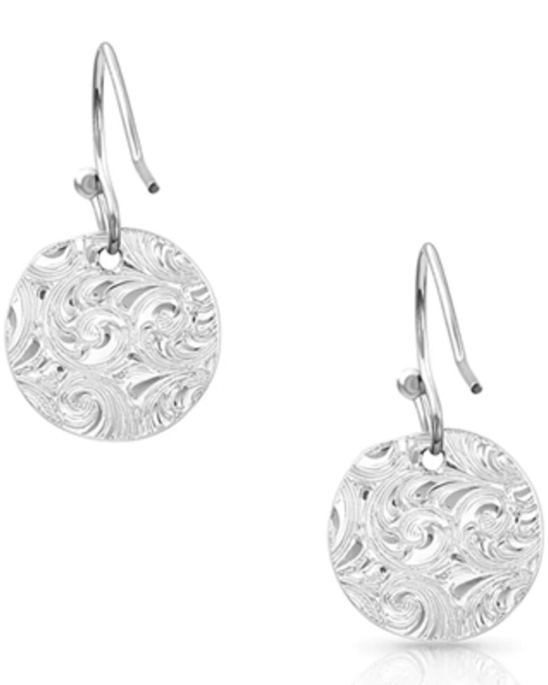 Montana Silversmiths Women's Art Of The Buckle Concho Earrings, Silver, hi-res