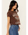 Image #2 - Shyanne Women's Chase Whiskey Not Cowboys Short Sleeve Graphic Tee , Dark Brown, hi-res