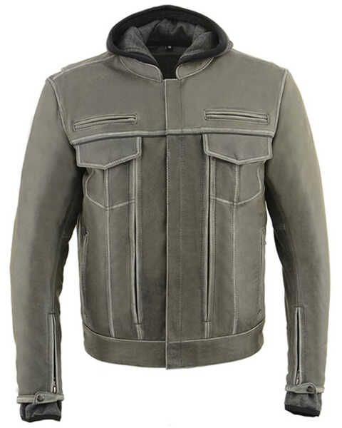 Milwaukee Leather Men's Distressed Utility Pocket Ventilated Concealed Carry Motorcycle Jacket  - 4X, Grey, hi-res