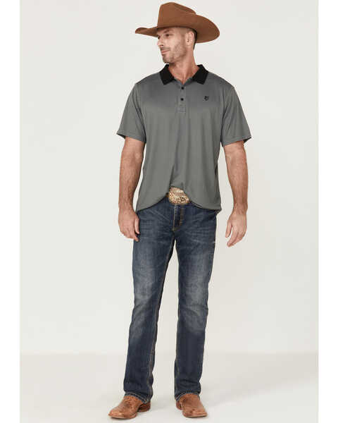 Image #2 - RANK 45® Men's Reride Geo Print Short Sleeve Performance Polo Shirt, Grey, hi-res