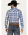 Ely Walker Men's Plaid Print Long Sleeve Pearl Snap Western Shirt, Blue, hi-res