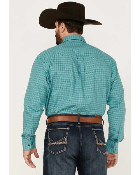 Image #4 - George Strait by Wrangler Men's Plaid Print Button Down Long Sleeve Western Shirt, Green, hi-res