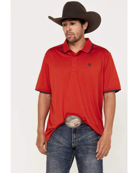 RANK 45® Men's Pop Solid Short Sleeve Polo Shirt, Red, hi-res