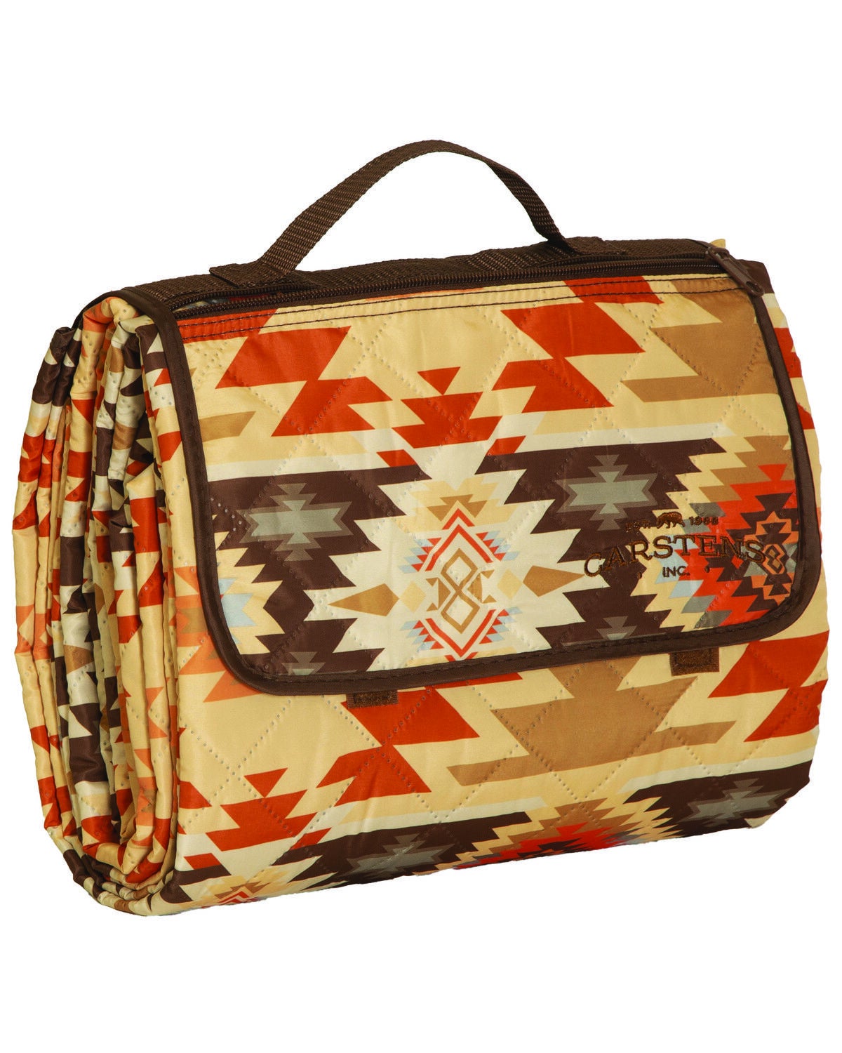 Image #2 - Carstens Home Southwestern Striped Picnic Blanket, Orange, hi-res