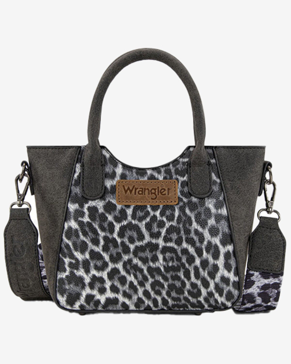 Wrangler Women's Leopard Print Small Crossbody Tote, Black, hi-res