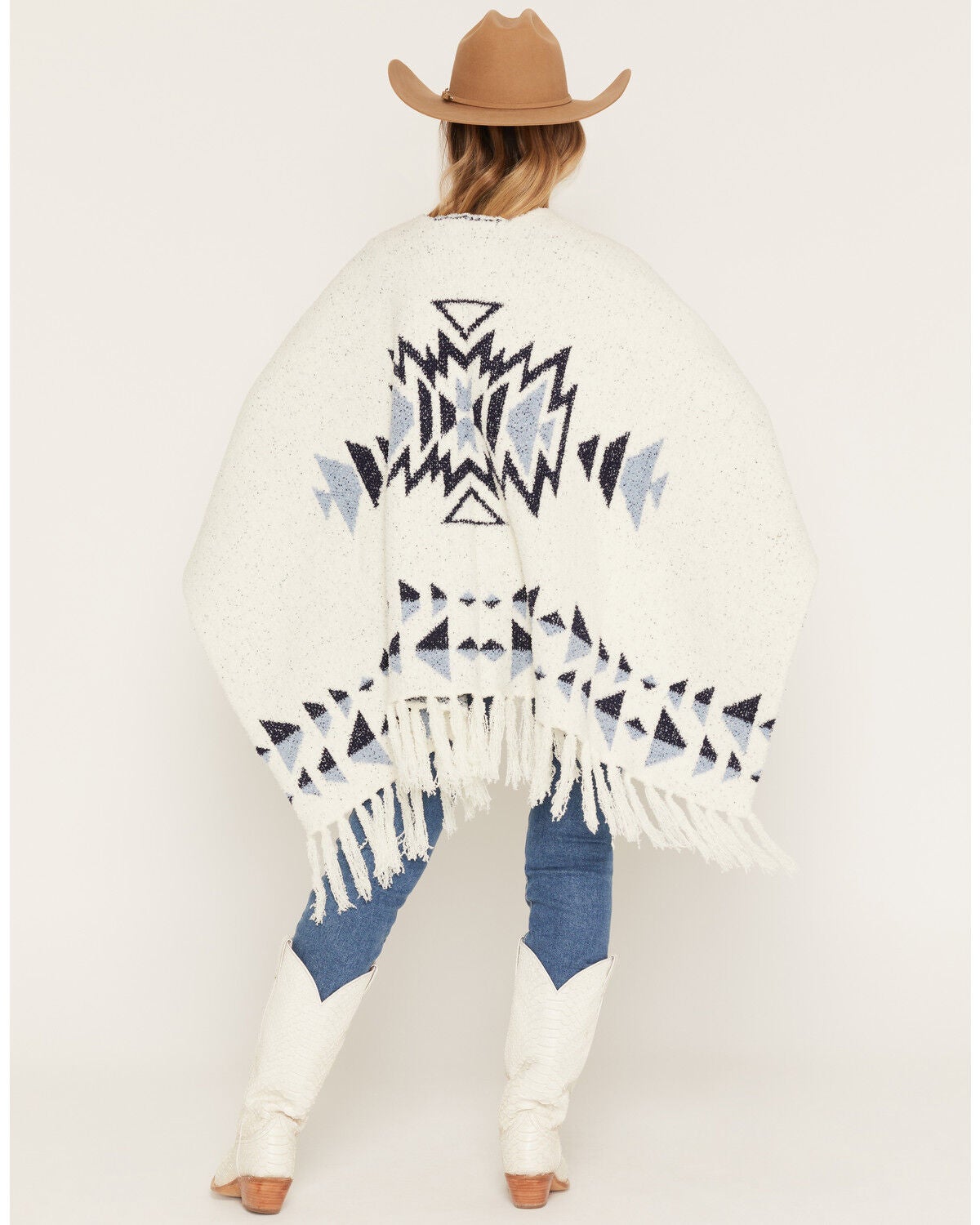 Image #4 - Idyllwind Women's Meadowlark Sweater Shawl, Cream/blue, hi-res