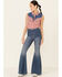 Panhandle Women's Small Gingham Chambray Yoke Sleeveless Snap Western Shirt, Red/white/blue, hi-res