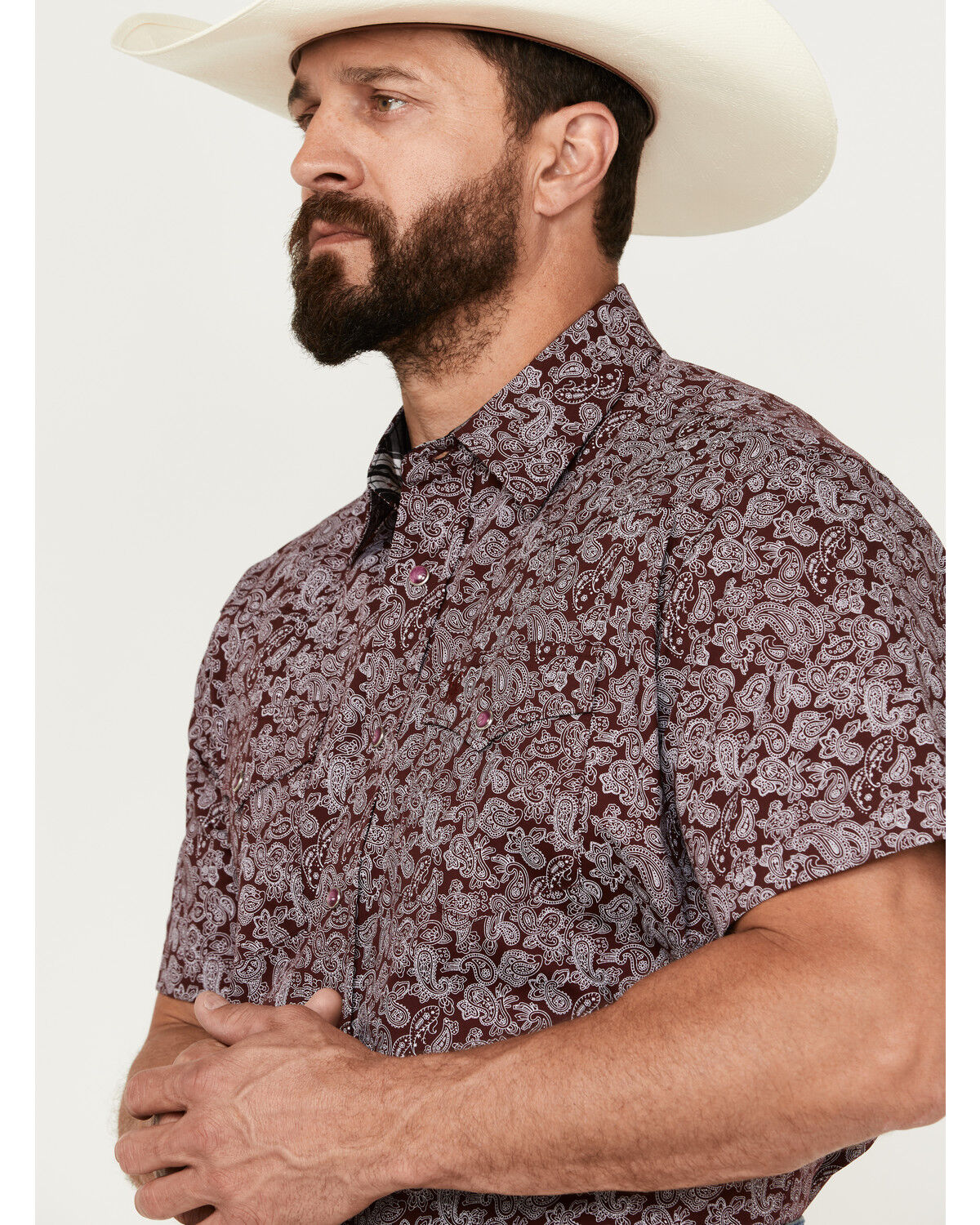 Image #3 - Rodeo Clothing Men's Paisley Print Short Sleeve Snap Western Shirt, , hi-res