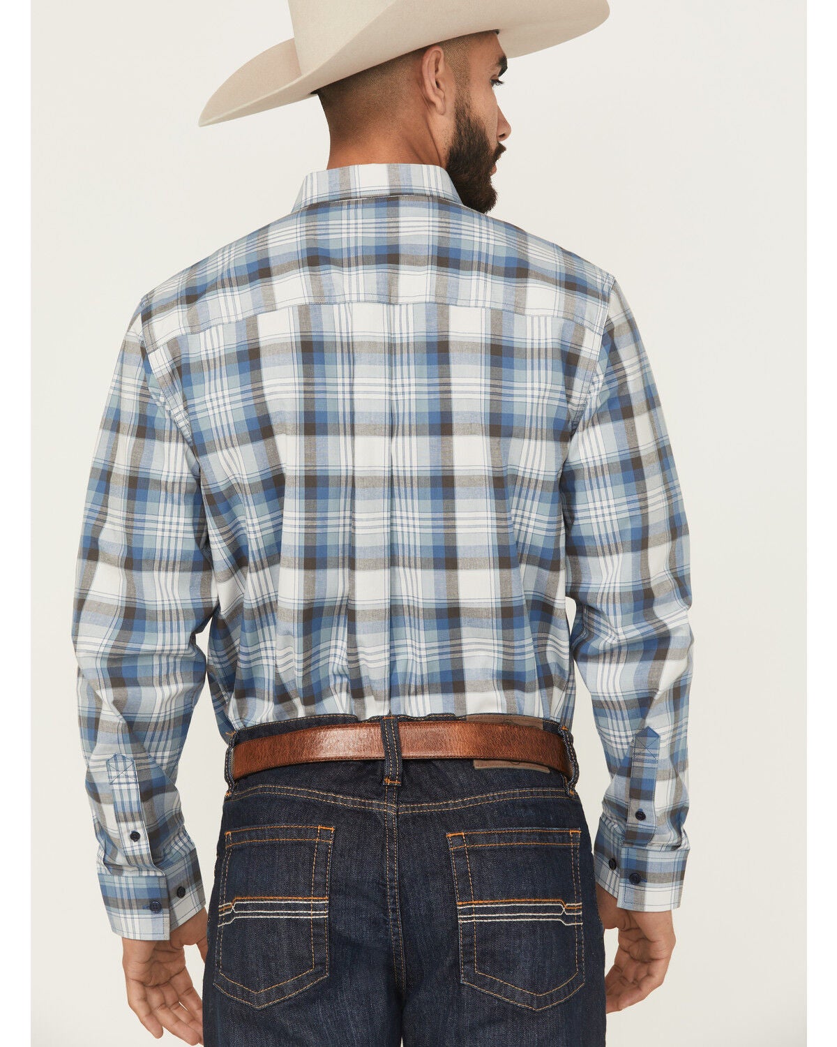 Image #4 - Cody James Men's Howdy Duty Plaid Print Long Sleeve Button-Down Western Shirt, Blue, hi-res