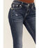 Image #4 - Miss Me Women's Medium Wash Mid Rise Cowhide Pocket 32" Bootcut Stretch Denim Jeans, Medium Wash, hi-res