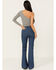 Image #3 - Rock & Roll Women's Medium Wash High Rise Jacquard Pinstripe Trouser Jeans, Medium Wash, hi-res
