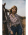 Image #1 - Wrangler Retro Women's Striped Long Sleeve Snap Western Shirt, Burgundy, hi-res