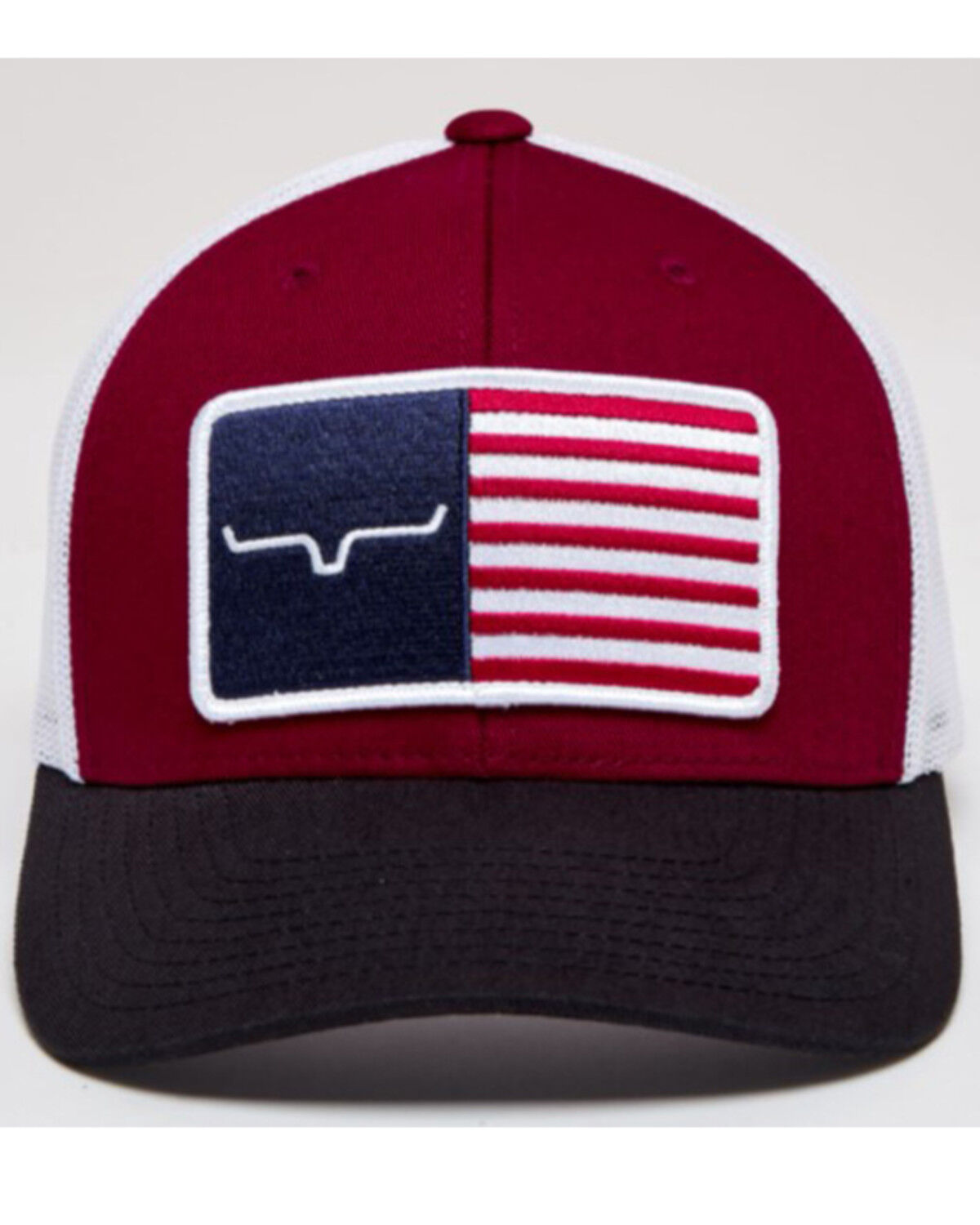 Image #3 - Kimes Ranch Men's American Flag Patch Mesh Back Trucker Cap, Burgundy, hi-res
