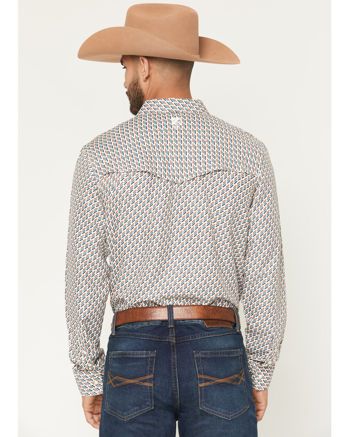 Image #4 - RANK 45® Men's Geometric Fuji Print Long Sleeve Snap Performance Shirt, Sand, hi-res